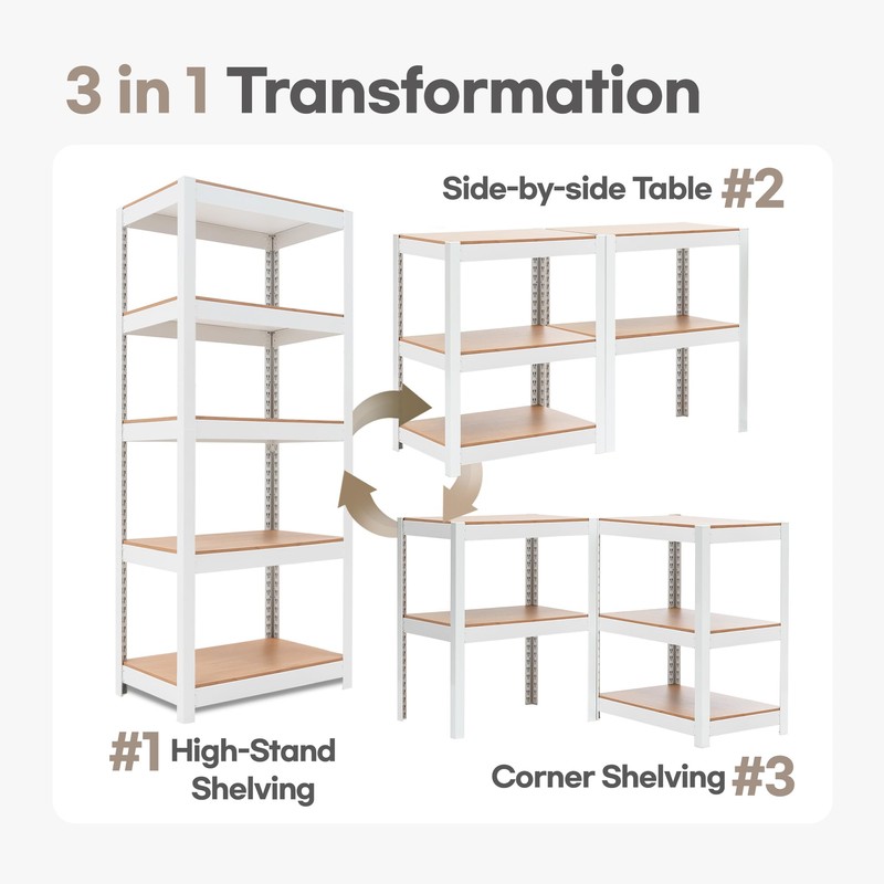 HOMEDANT House 5 Tier 24.1" W Laminated Metal Shelving Unit