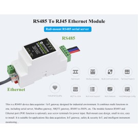 UeeKKoo Industrial Isolated RS485 to RJ45 Ethernet Serial Server, TCP/IP to Serial, 6~36V Power Supply, Support Rail-Mount/Modbus Gateway, TCP Server/TCP Client/UDP Mode, with Electrical Isolation