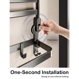 Bathroom Towel Bar Double Foldable Suction Cup Wall Mounted Towel Bar with 7 Hooks Bathroom Toilets Verandahs Simple Installation Bathroom Stands No Need to Punch Holes Modern Gray (20 inches)