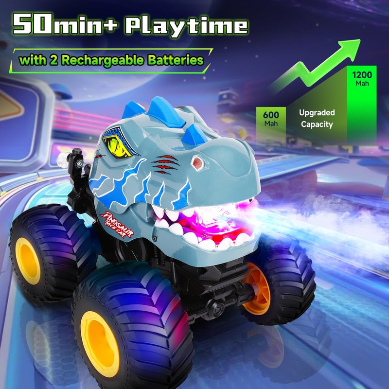 Dinosaur Remote Control Car for Boys 4-7 8-12, 50min+ Runtime