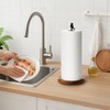 SUNNEKO Wood Paper Towel Holder,Black Kitchen Roll Holder Free Standing,Easy