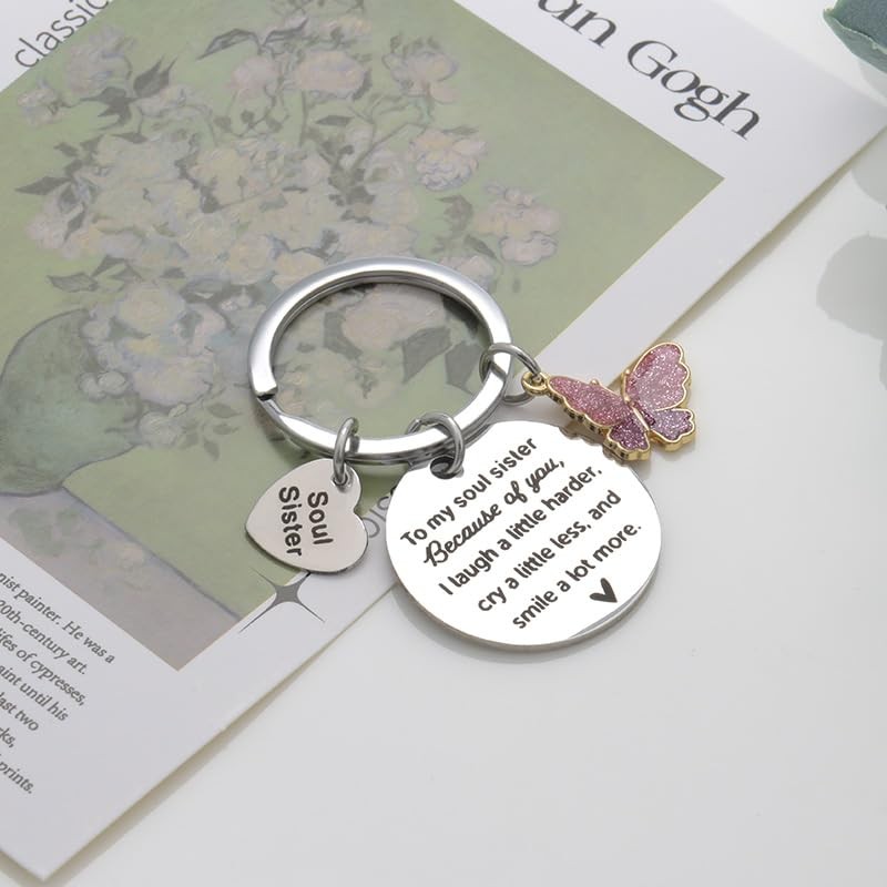 Soul Sister Keychain for Women - Best Friends Birthday and