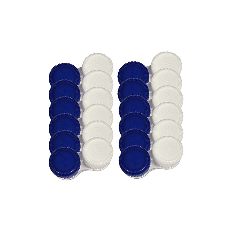 Screw top Contact Lens Cases, Blue/White, 12/Pack