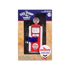 Wayne 100-A Gas Pump DCD 1948 Red White Chevron Series 16 1/18 Diecast Replica by Greenlight Vintage Gas Pumps for Car Fans