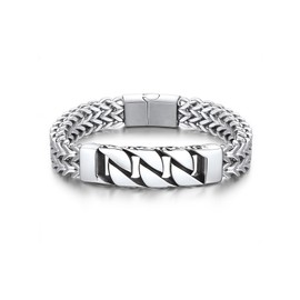 Bandmax Trendy Designer Link Chain Bracelets for Men 12MM Wide Chunky Metal Cuban Pendant Wristlet Heavy Big Hand Chain 8 Inch Fancy Bracelet for Husband Son Grandson