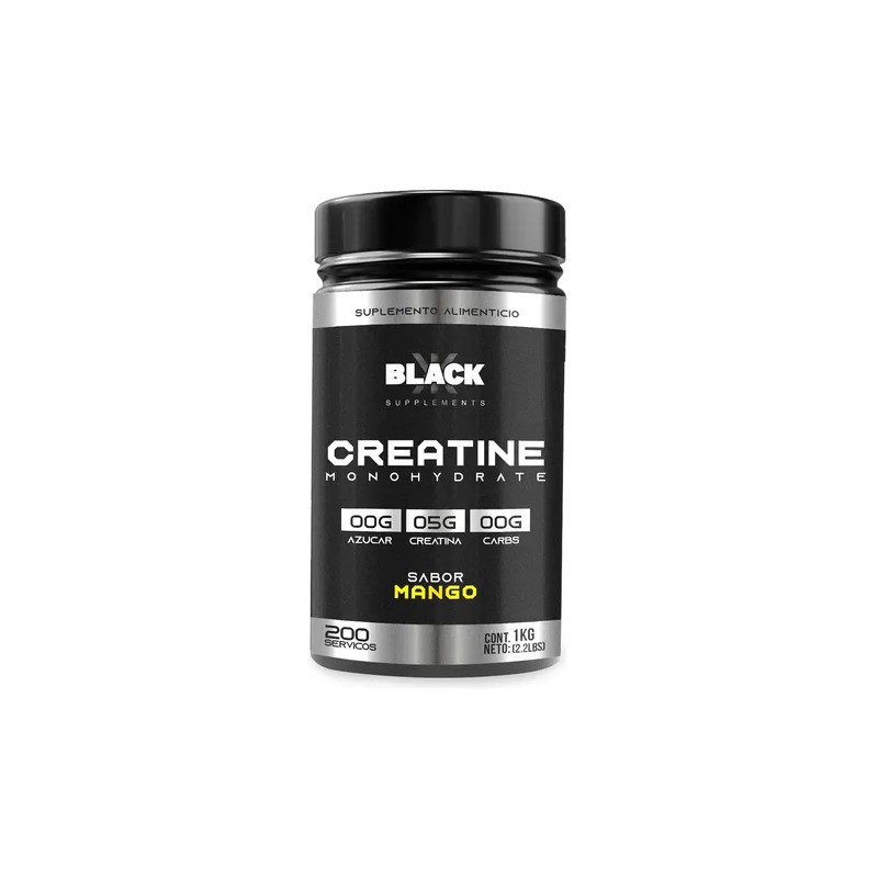 Black Supplements Creatina Monohidratada 1kg 200 Servicios