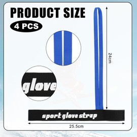 lasuroa Pack of 4 Ski Glove Bands, Ski Glove Lead Made of Polyester, Safety Strap for Sports Gloves with Strong Elasticity with Pattern, Ski Accessories for Hanging Gloves (Blue)