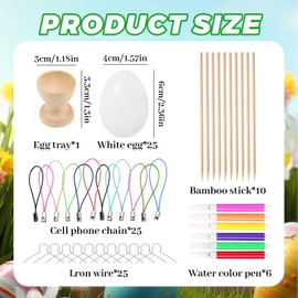 Hanging Easter Eggs - Egg Colours Easter Set of 25 White Plastic Eggs, DIY Accessories and Painting Tools