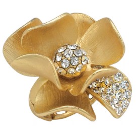 Spring Street Floral Radiance Goldtone Large Flower Cocktail Adjustable Ring R164