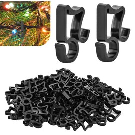 AccEncyc 100 Pcs Outdoor Light Clips Hooks for Gutter Hanging Outdoor Lights Christmas Village Accessories (Black)