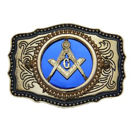 Blue Square and Compasses Masonic Belt Buckle Made in USA