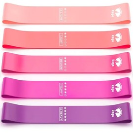 Raganet, Bandas de Resistencia Elasticas, Juego de 5 Ligas de Látex, 5 Tipos de Resistencia, Yoga, Pilates, Fisioterapia, Rehabilitación, Interior y E