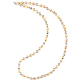 COOLSTEELANDBEYOND Three Tone Bead Necklace Statement Necklace, Rose Gold Silver, Fashion Jewellery, Party, Brass, No Gemstone