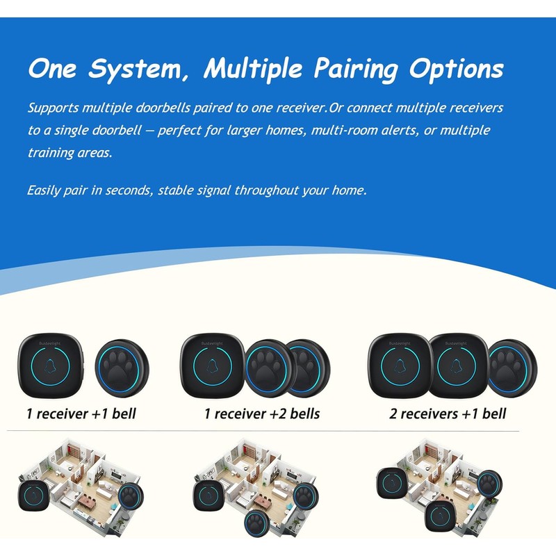 Soft Ring Blk Dog Bells to Go Outside - Wireless