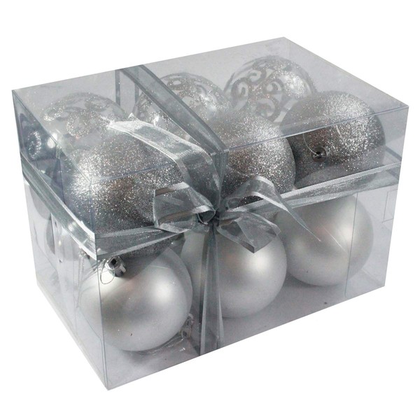 Sleetly Silver Christmas Ball Ornaments, Set of 16