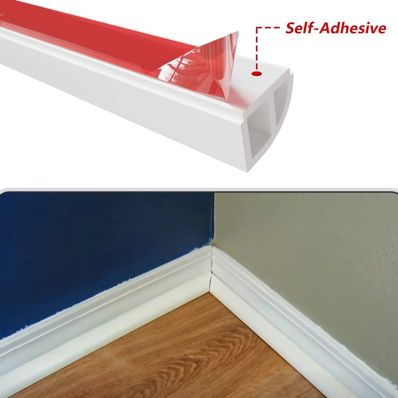 Raycity 98 Inch Flexible Quarter Round Flooring Molding, Flexible Rubber