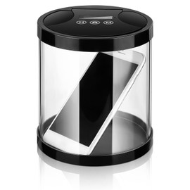 Qualirey Timed Lock Box Multipurpose Time Locking Container Plastic Self Control Cell Phone Jail Control Snack Game Sugar(Clear Black)