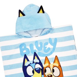 Bluey Boys Swimming Hooded Towel Poncho Bath Towel Hoodie Cover Up (Bluey Towel - Blue, One Size)