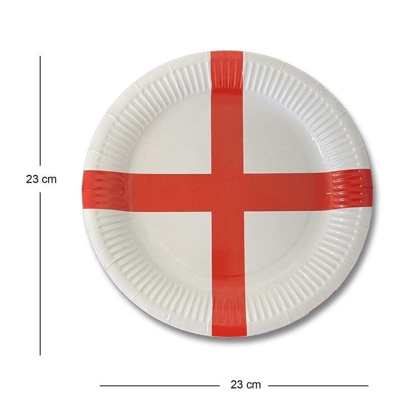 SHATCHI 20Pcs England Paper Plates St George Party Supplies for