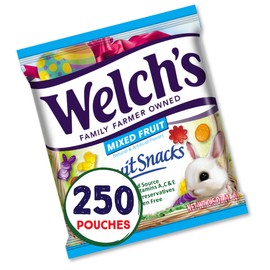 Welch's Fruit Snacks, Mixed Fruit, Spring Bulk Pack, Gluten Free, Individual Single Serve Bags, 0.5oz (Pack of 250)