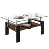 Vivastate Stylish Modern Rectangle Coffee Table, Tempered Glass Top with