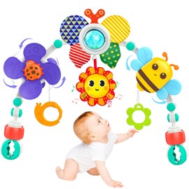 XIAOYANGKEJI Juguete de Carriola - Juguetes Colgantes Ajustable- Juguete Asiento de Coche para Niños Multifunción - Juguetes Sensoriales para Sillas de Coche, Camas, Carriola