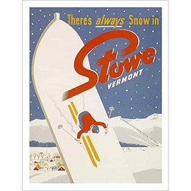 Stowe Vermont Ski Poster - 22 x 28 inches, Comes in 2 Sizes