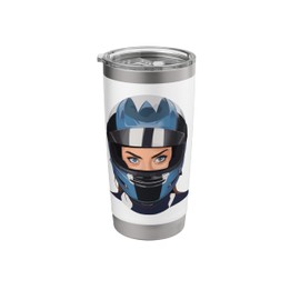 Woman Motorcyclist Motorcycle Helmet Stainless Steel Insulated Tumbler