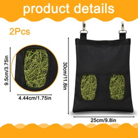 Rabbit Hay Feeder, 2 Pack Hanging Hay Bag for Rabbits and Guinea Pigs, Portable Hay Holder for Small Pets, Durable Fabric Design to Reduce Waste and Keep Cage Clean