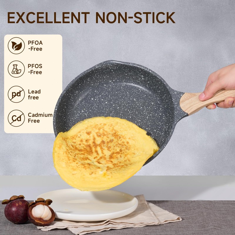 JEETEE 12.5 Inch Nonstick Frying Pan, Stone Coating Cookware, Nonstick