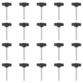 QUARKZMAN Pack of 20 Thumb Screws with T Wing Knobs, M4 x 45 mm, Plastic T-Head Threaded Bolts, Clamping Screw, Wing Screw, Grab Handles, 27 mm Clamping Button, Thumb Screws for Machine, Black