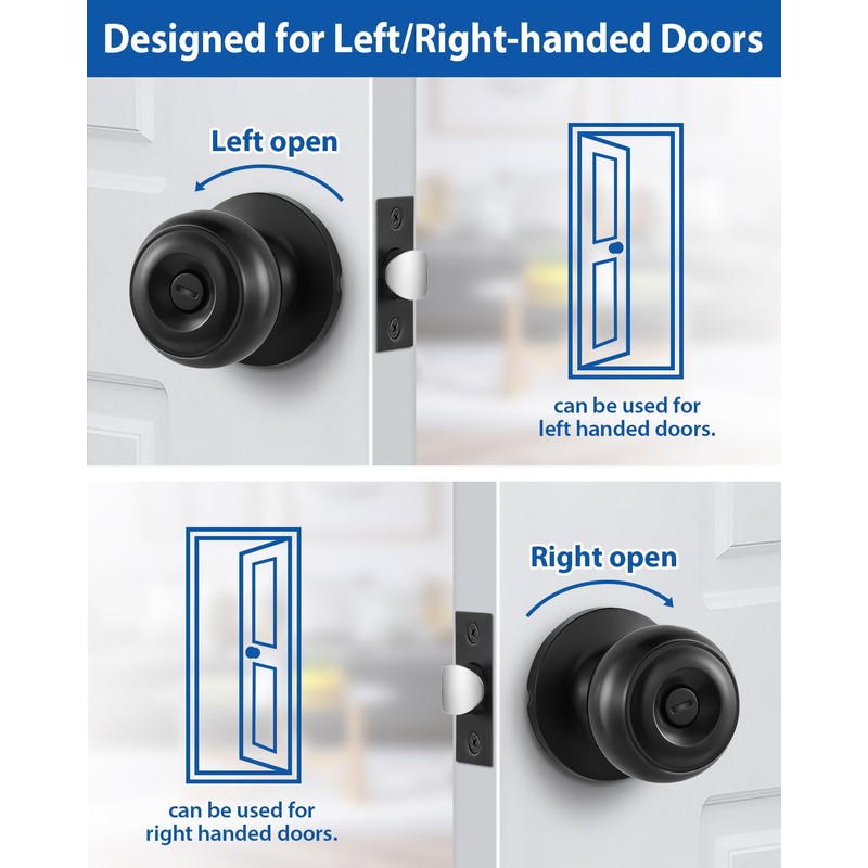Lanwandeng 5 Pack Interior Door Knobs for Bedroom or Bathroom
