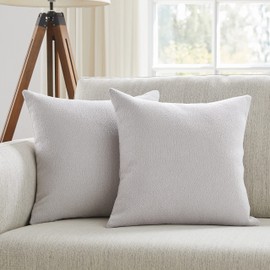 Meekio Set of 2 Light Gray Pillow Covers 18 x 18 Inches Soft Boucle Throw Pillow Covers for for Sofa Couch Décor