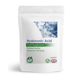 Hyaluronic Acid 50mg Capsules | Anti Ageing Properties, Skin, Bones and Hair Care | Vegan (Pack of 30)