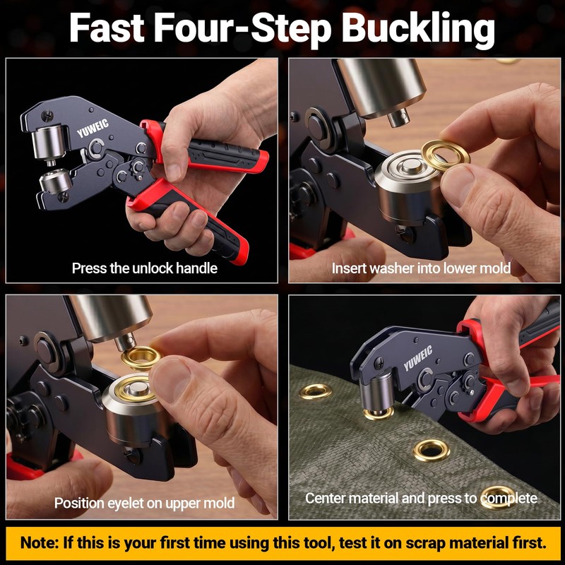 Grommet Tool Kit with 1/4" Punch Self-Locking Eyelet Tool with