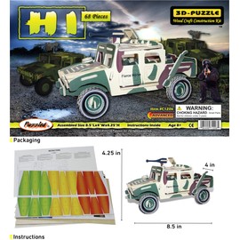 Puzzled Colorful Wood Craft Construction Hummer H1 3D Jigsaw Puzzle