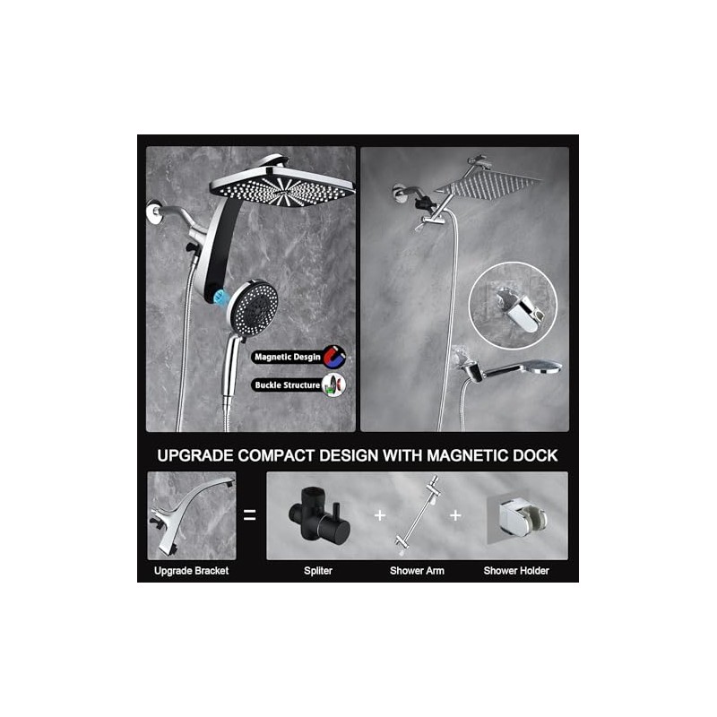 Rain Shower Head with Handheld Showerhead, Chrome 1.8GPM 460311