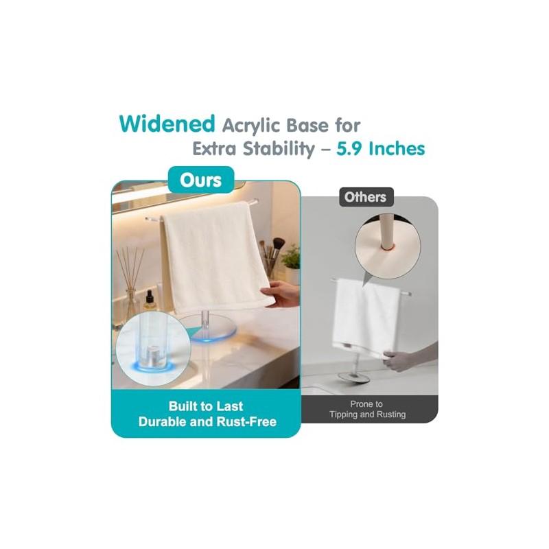 Clear Acrylic Hand Towel Holder Stand, T-Shape Free-Standing Towel Rack