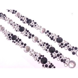 CraftbuddyUS 3pcs 15cm Black/Clear Stick on Diamante Strip Rhinestone Crystal Gems Crystals