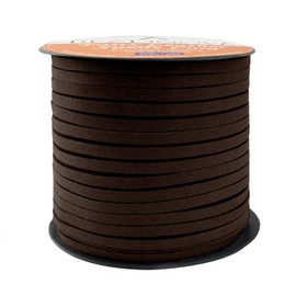 BEADNOVA 5mm Flat Leather Cord Faux Suede Cord 50 Yards Roll Spool for Necklace Bracelet Jewelry Making (Dark Brown)