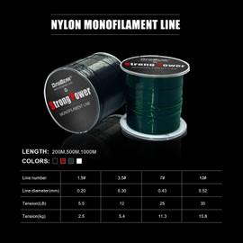 Dingbear Black Nylon Fishing Line Monofilament Nylon Fishing Line with Strong Tension (500 m/10# 35LB/0.52 mm)