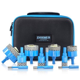 Diamond Hole Saw kit - ZNXIMER Porcelain Tile Hole Saw Kit for Ceramic, Granite, Marble and More Drilling - 11pcs Diamond Core Drill Bits Set(6/6/8/10/20/25/32/35/45/50/65MM)