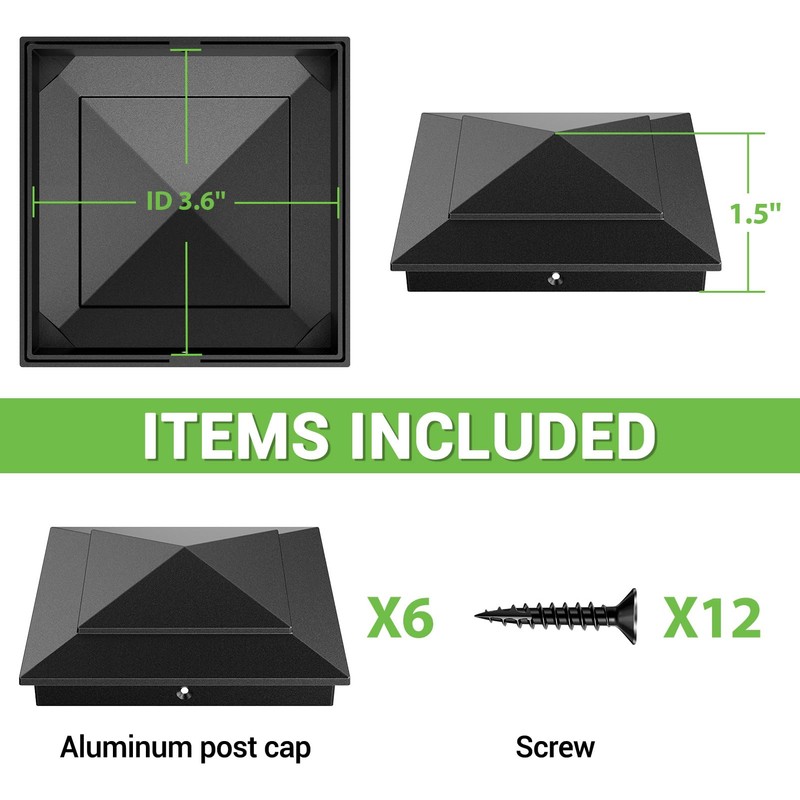 Steel DN Mate 6 Pack Aluminum Pyramid Post Caps for