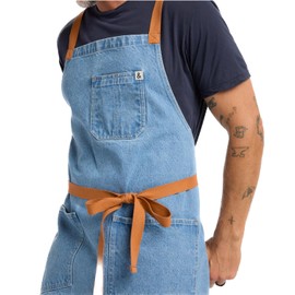 hedley & bennett Crossback Apron - Professional Chef's Apron - Cross Back Mens Apron - Mens Cooking Apron - Kitchen Apron - Chef Aprons for Men & Women - 8oz 100% Cotton Denim Fabric - Cedar Blue