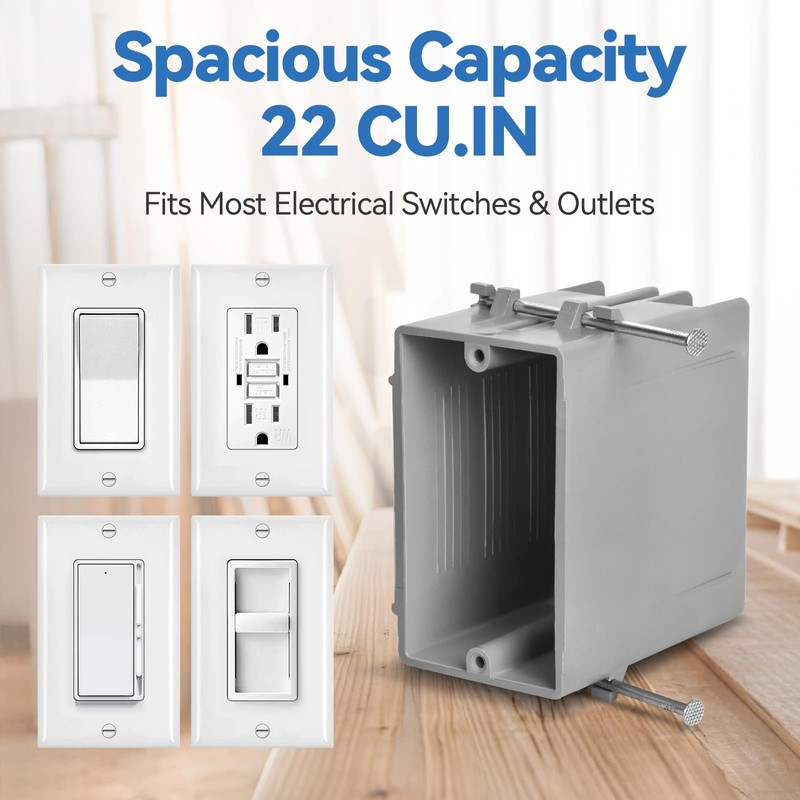 CycevSun Ceiling Fan Box, Non-Metallic Side Mount Box with Cover,