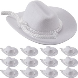 36 Pcs Mini Cowboy Hats for Crafts Flocking Miniature White Cowgirl Western Party Hat Dollhouse Decor for Dollhouse Craft Decoration Wedding Favors