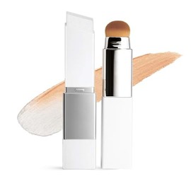 Barra de Base de Maquillaje que Cambia de Color, Stick de Base Adaptable al Tono de la Piel, para Todo Tipo de Piel, Cobertura Media a Completa, con Brocha Integrada