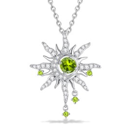 FANCIME Soluna Nexus Birthday Stone Necklace for Women, Sterling Silver, Moon Jewellery, Sun Pendant, Fine Jewellery, Gemstone, Birthday, Mother's Day, Gifts for Wife Women, Sterling Silver Gold