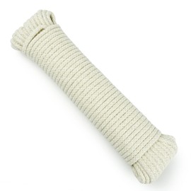 WINSOME All-Purpose Natural Braided Cotton Rope (15M/49ft) 4MM with Synthetic Polypropylene Core Clothesline