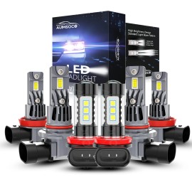 AUIMSOCO 6x LED Headlight Hi/Lo + Fog Light Bulbs Combo For 2019-2022 Ram 1500 2500 3500